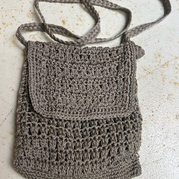 Knock off The Sak Crossbody Crochet HandBag pewter color - Picture 4 of 4